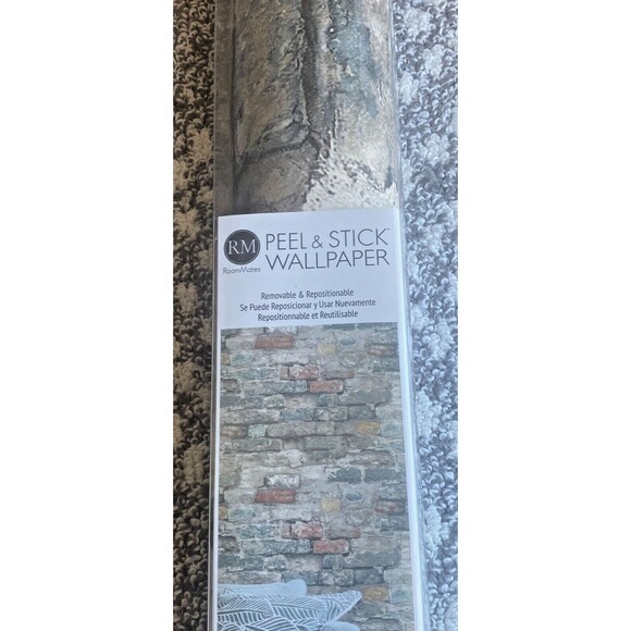 RoomMates Peel & Stick Wallpaper Weathered Brick Alley Multi Colored Vinyl Stone - Picture 4 of 8